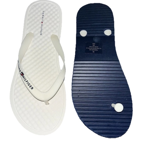Tommy Hilfiger Flip Flops Women’s Size 9M White/Blue NWOB - Picture 1 of 2